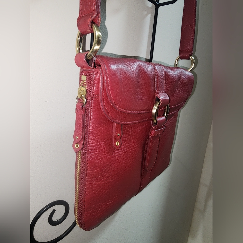 Cole Haan Red Leather Gold Hardware Crossbody Purse - Picture 4 of 15
